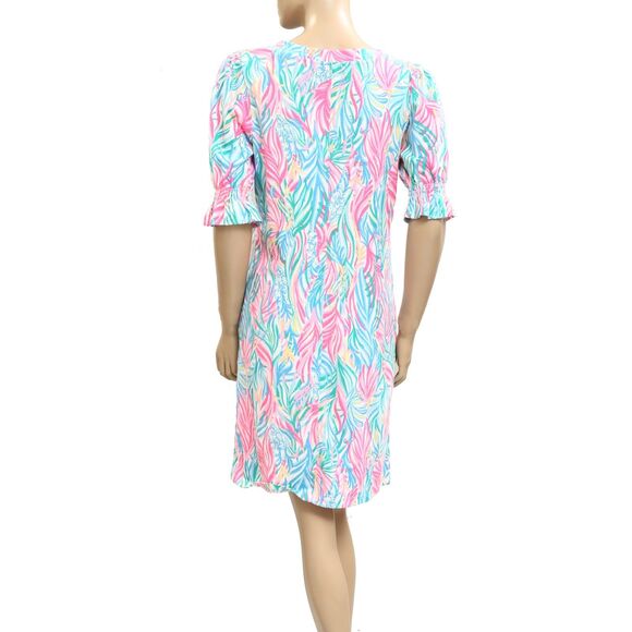 Lilly Pulitzer Adley Short Sleeve Mini Dress Smocked Printed Resort M NEW 282423 - Picture 7 of 9